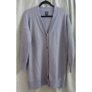 GAP Cardigan Sweater Long Button Up Soft Blue Minimalist Classic Size Medium